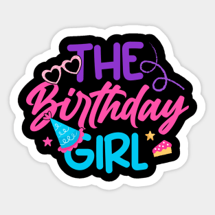 Cool Birthday Girl Partying Balloons Birthday Cake Sticker